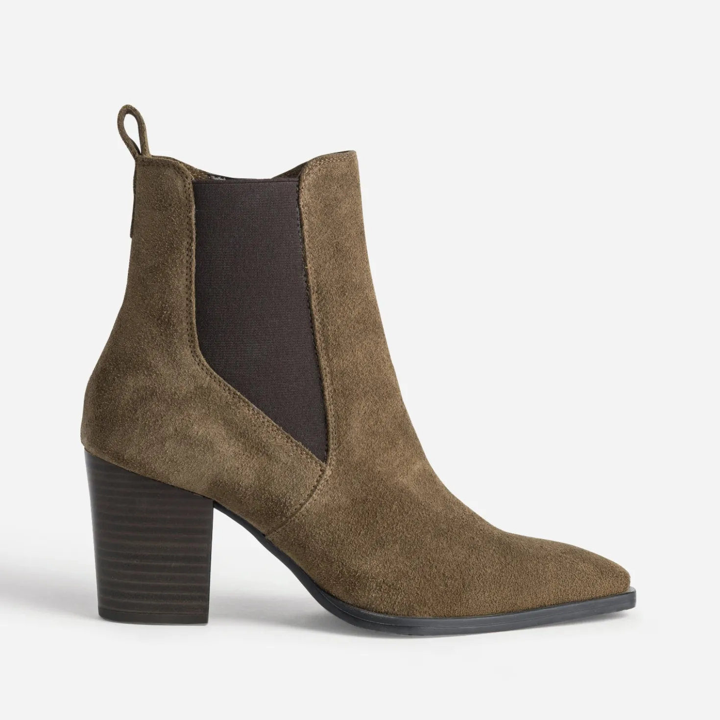 Boots taupe cuir velours esprit santiag