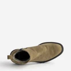 Boots taupe cuir velours fourré