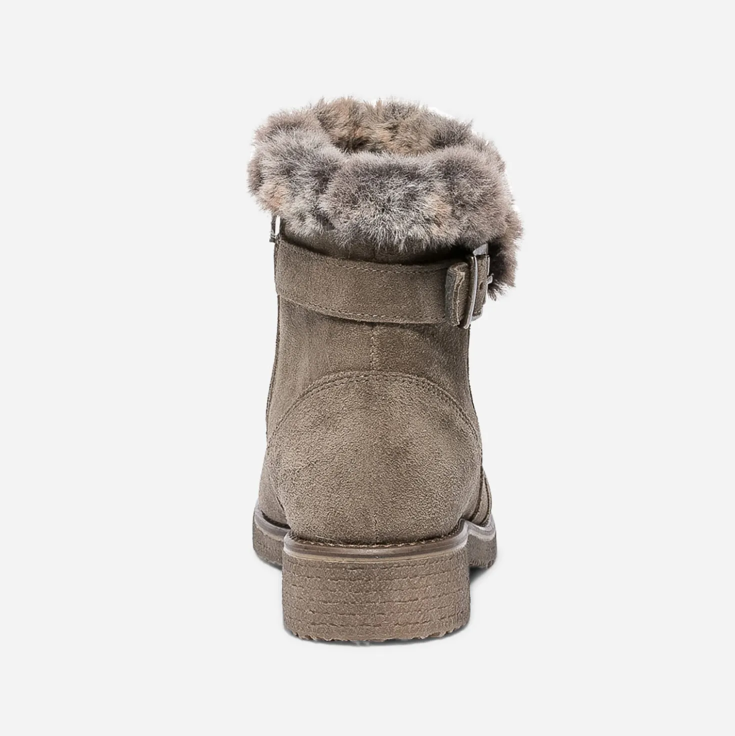 Boots taupe en cuir velours fourré