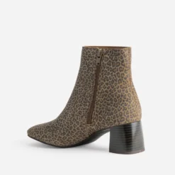 Boots TEXTO beige cuir velours motif léopard