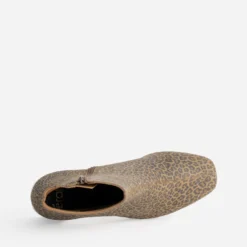 Boots TEXTO beige cuir velours motif léopard