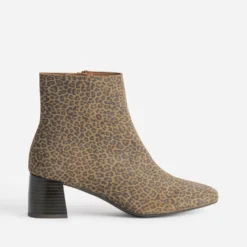 Boots TEXTO beige cuir velours motif léopard