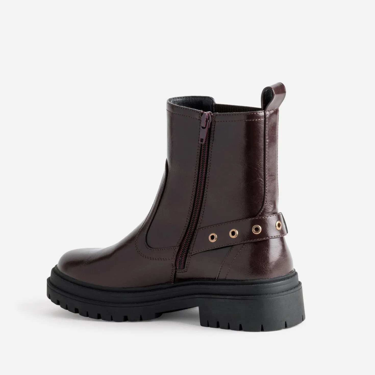 Boots TEXTO bordeaux glacé esprit motard