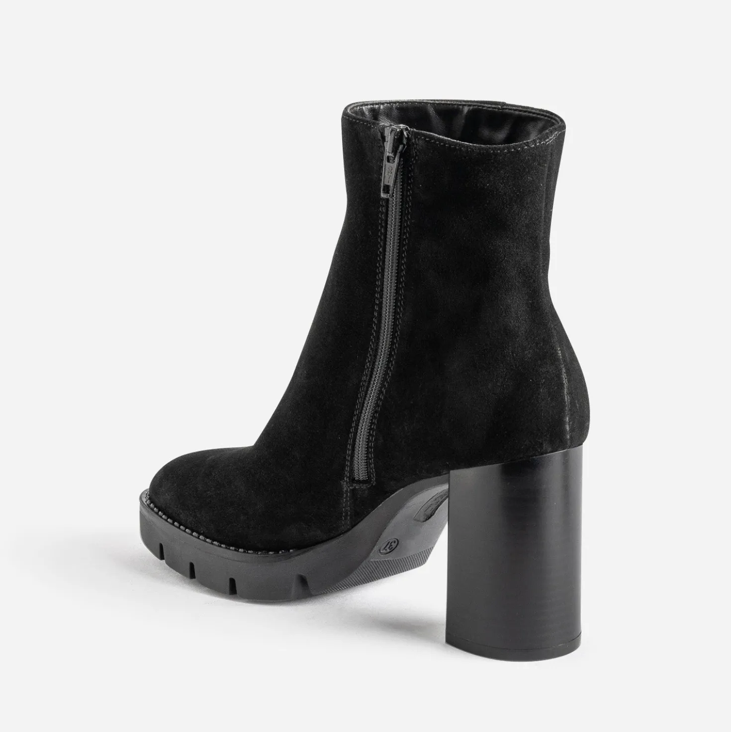 Boots TEXTO en cuir noir à talon