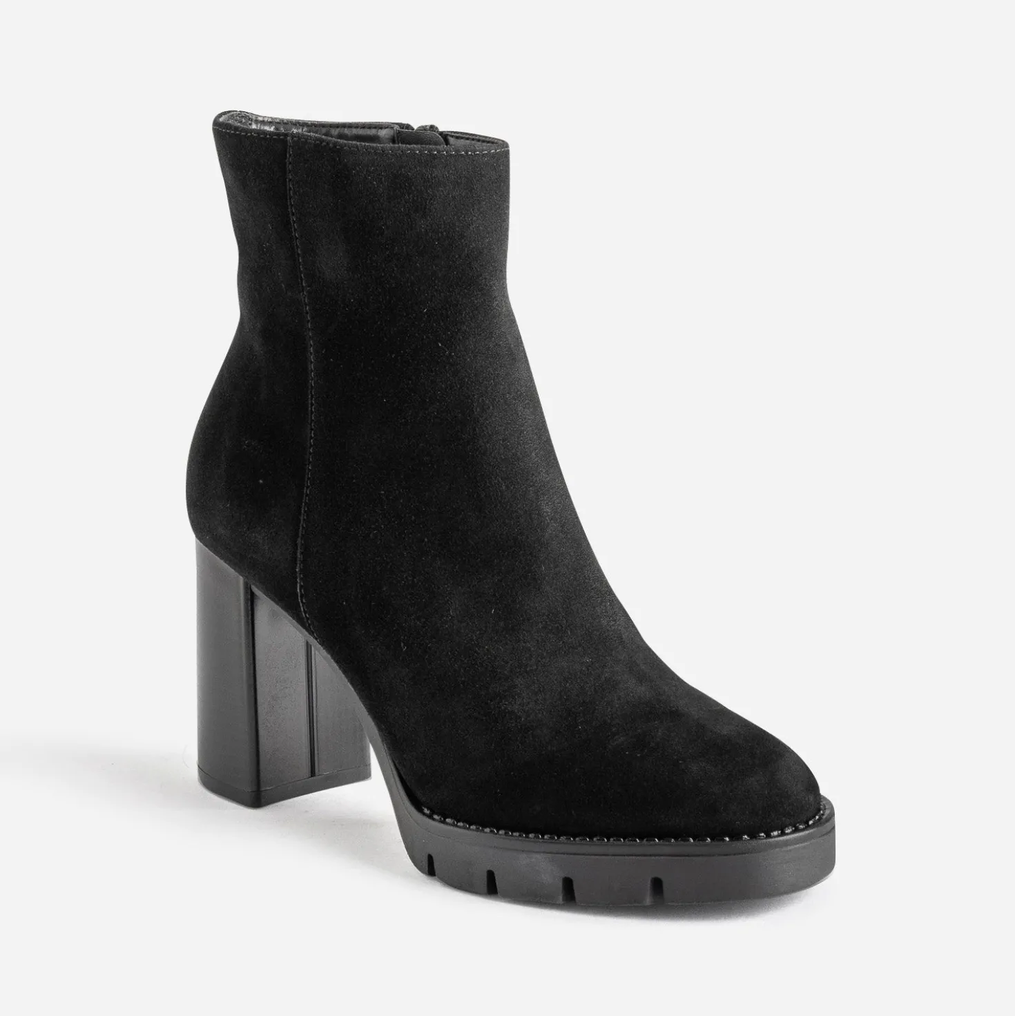 Boots TEXTO en cuir noir à talon