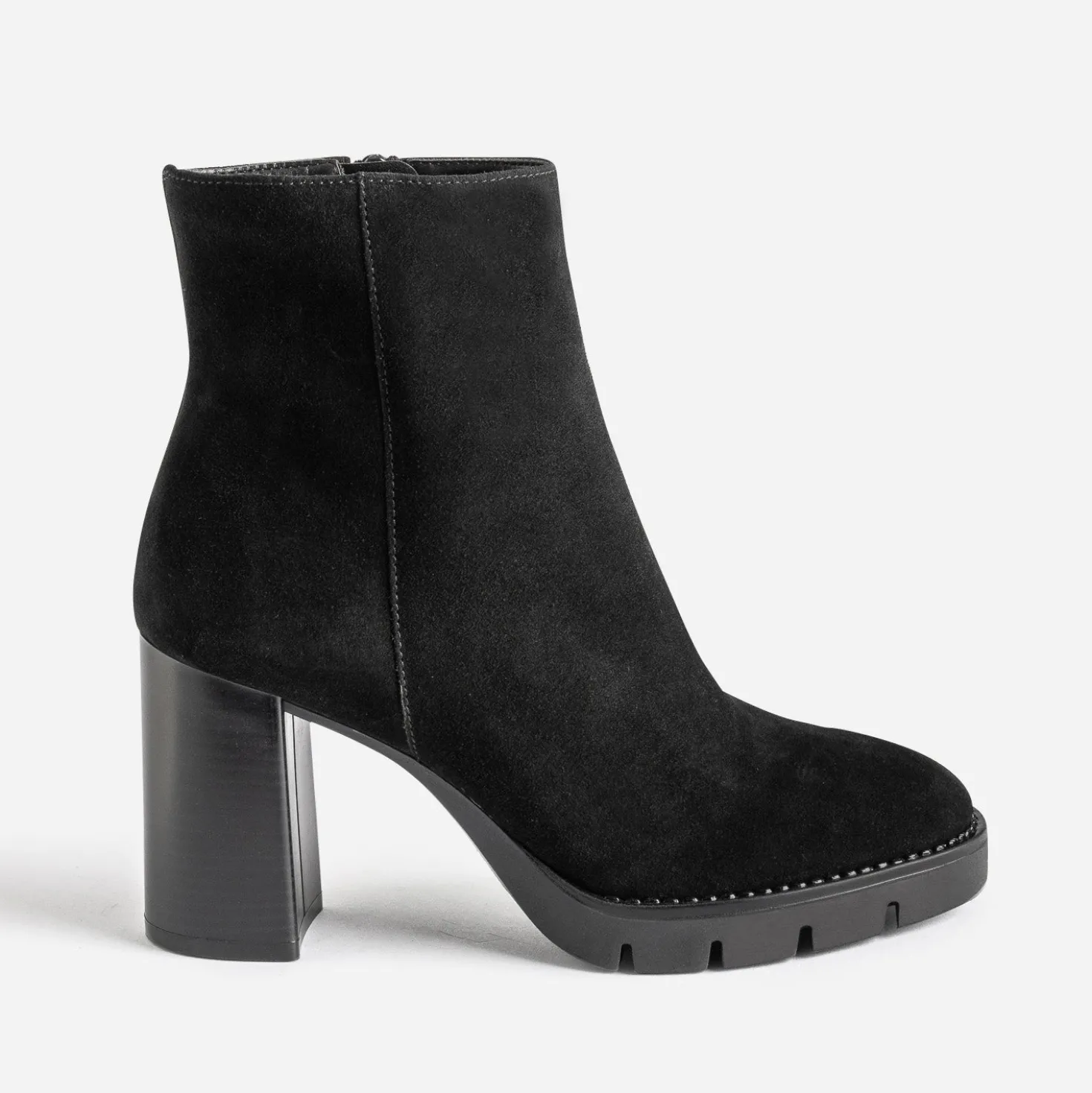 Boots TEXTO en cuir noir à talon