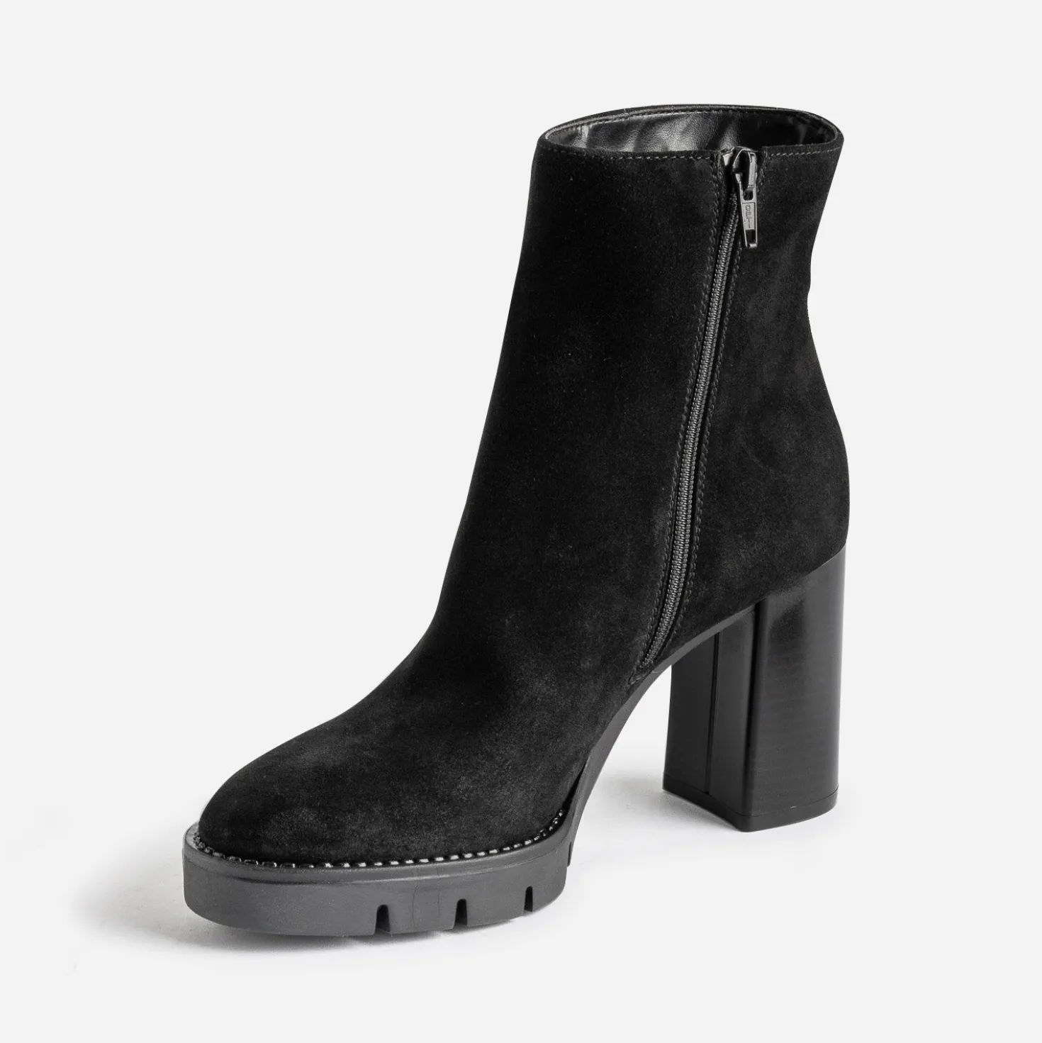Boots TEXTO en cuir noir à talon