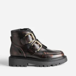 Boots TEXTO marron brossé semelle crantée
