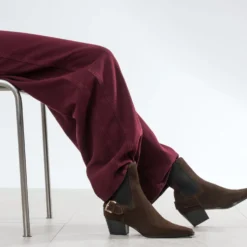 Boots TEXTO marron cuir velours esprit motard