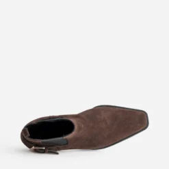 Boots TEXTO marron cuir velours esprit motard