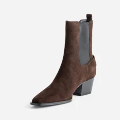 Boots TEXTO marron cuir velours esprit motard