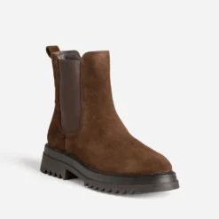 Boots TEXTO marron cuir velours semelle crantée