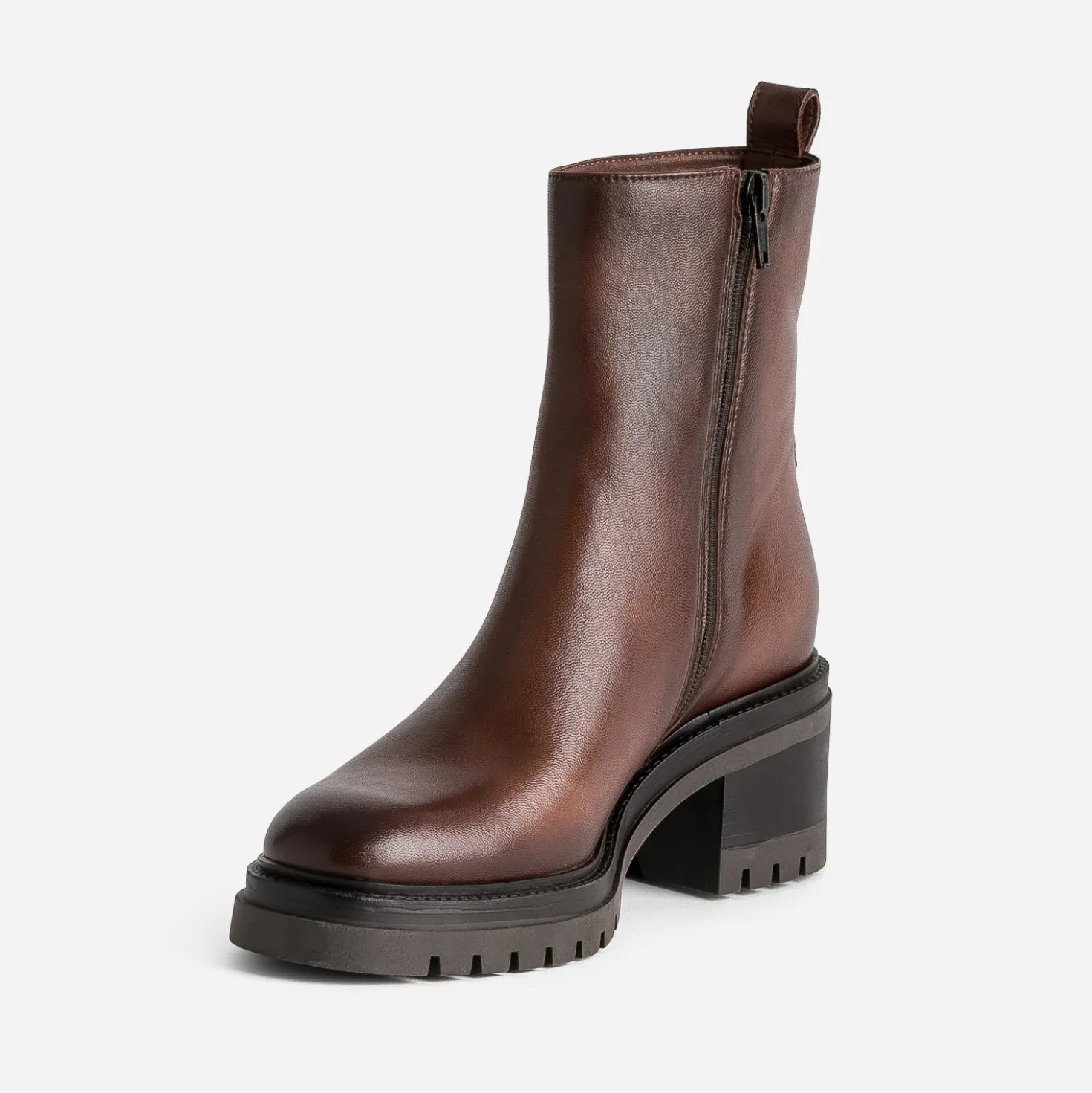 Boots TEXTO marron en cuir semelle crantée