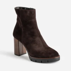 Boots TEXTO marron foncé à plateforme crantée