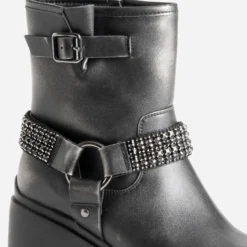 Boots TEXTO noir argenté esprit motard