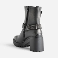 Boots TEXTO noir argenté esprit motard