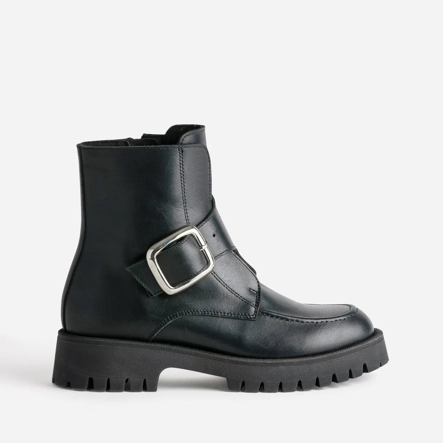 Boots TEXTO noir cuir maxi boucle