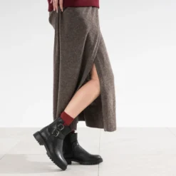 Boots TEXTO noir en cuir deux boucles