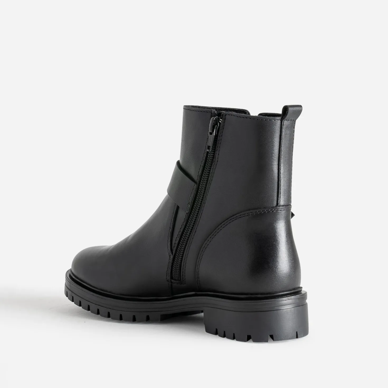 Boots TEXTO noir en cuir deux boucles
