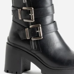 Boots TEXTO noir esprit motard à talon