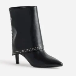 Boots TEXTO noir guêtre décor clous