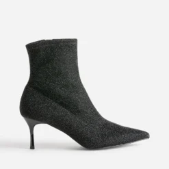 Boots TEXTO noir pailleté pointu à talon aiguille
