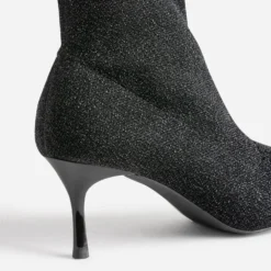 Boots TEXTO noir pailleté pointu à talon aiguille