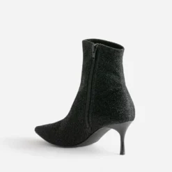 Boots TEXTO noir pailleté pointu à talon aiguille