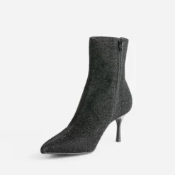 Boots TEXTO noir pailleté pointu à talon aiguille