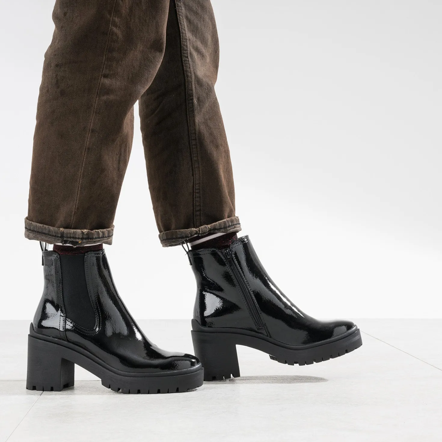 Boots TEXTO noir verni éco-conçu