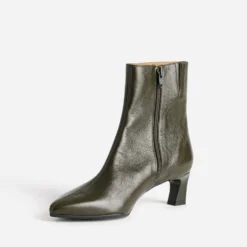 Boots vert cuir bout pointu
