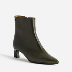 Boots vert cuir bout pointu