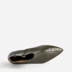 Boots vert cuir bout pointu
