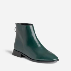 Boots vert glacé avec zip arrière