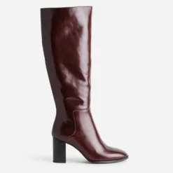 Botte bordeaux cuir à talon