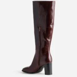 Botte bordeaux cuir à talon