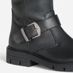 Botte BUGGY noir cuir esprit motard