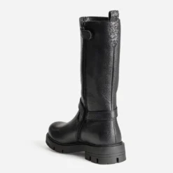 Botte BUGGY noire cuir bride coeur