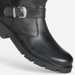 Botte BUGGY noire cuir esprit motard