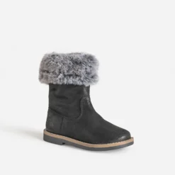 Botte BUGGY noire cuir velours tige fourrée