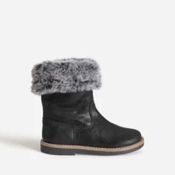 Botte BUGGY noire cuir velours tige fourrée