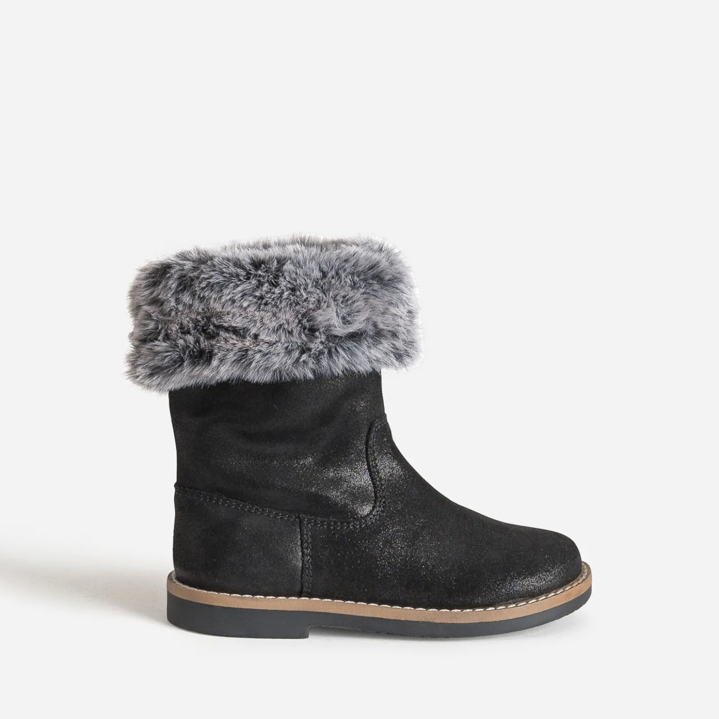 Botte BUGGY noire cuir velours tige fourrée