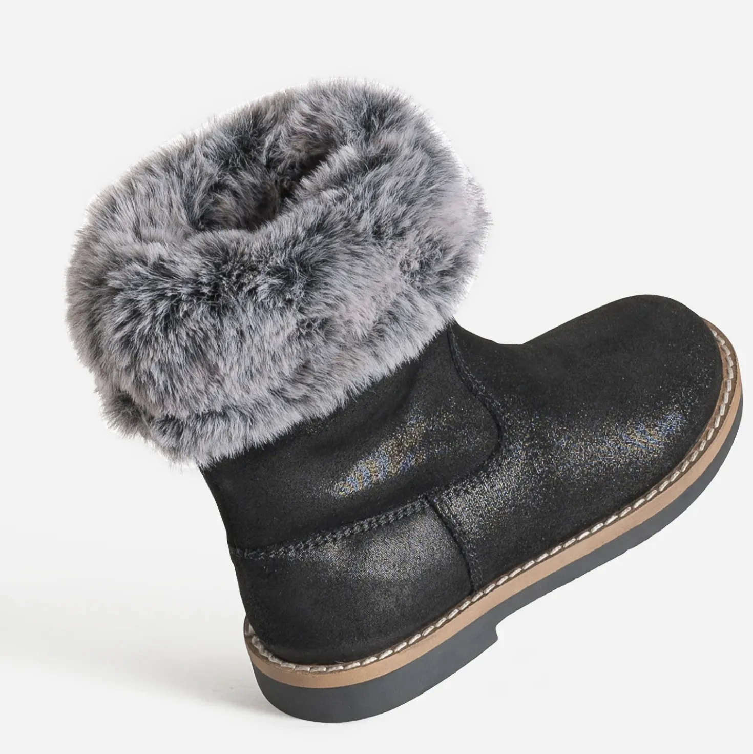 Botte BUGGY noire cuir velours tige fourrée