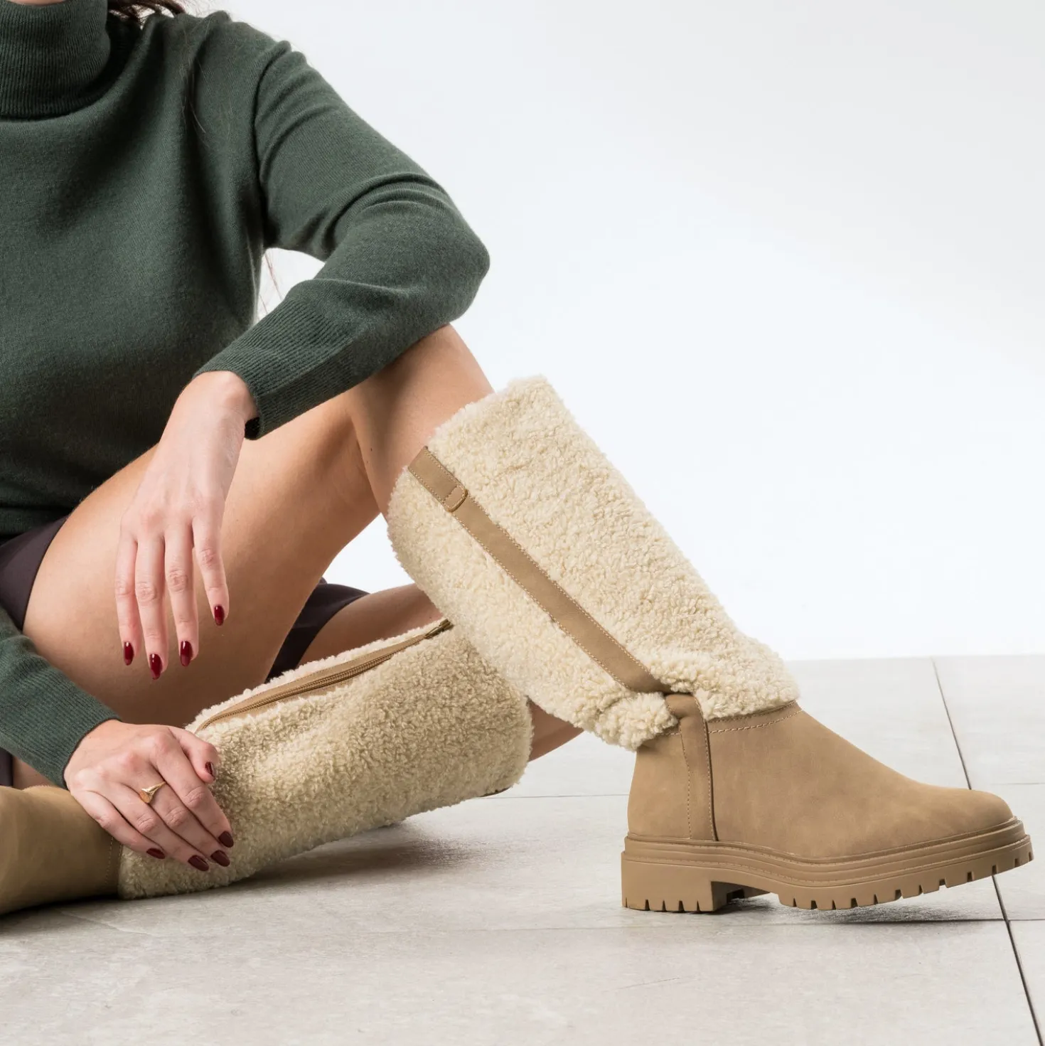 Botte camel bi-matière semelle crantée