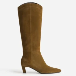 Botte camel cuir velours