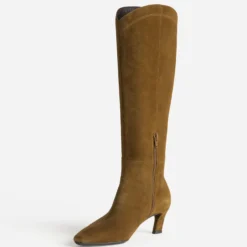 Botte camel cuir velours