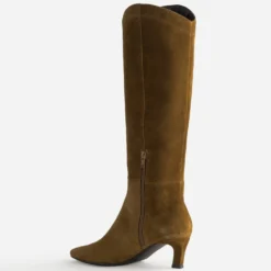 Botte camel cuir velours