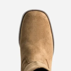 Botte camel cuir velours esprit rétro