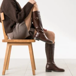 Botte cavalière marron cuir