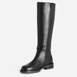 Botte cavalière noire cuir bi-matière